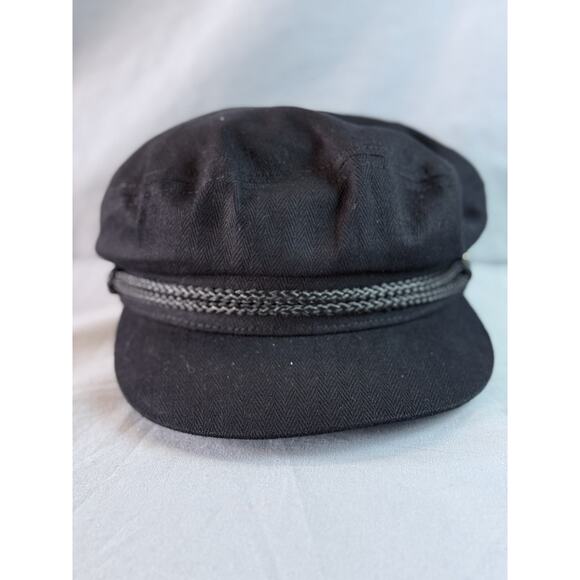 Brixton Fiddler Cap Fisherman Newsboy Hat Black Size S Lined Herringbone BU0048 - Picture 2 of 10